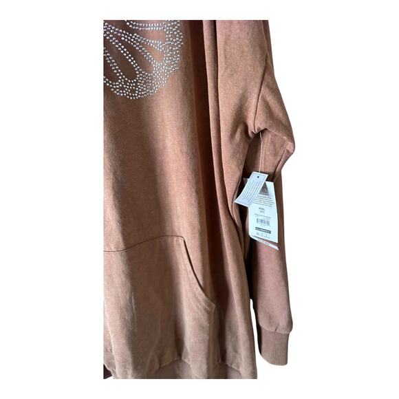 NOBO BUTTERFLY RHINESTONE HOODIE SWEATSHIRT BROWN NWT SIZE 3XL - Picture 7 of 7